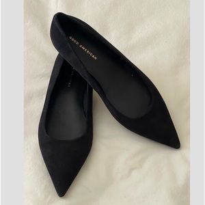 Good American Pointed Toe Black Flats Size: 10.5 runs wide